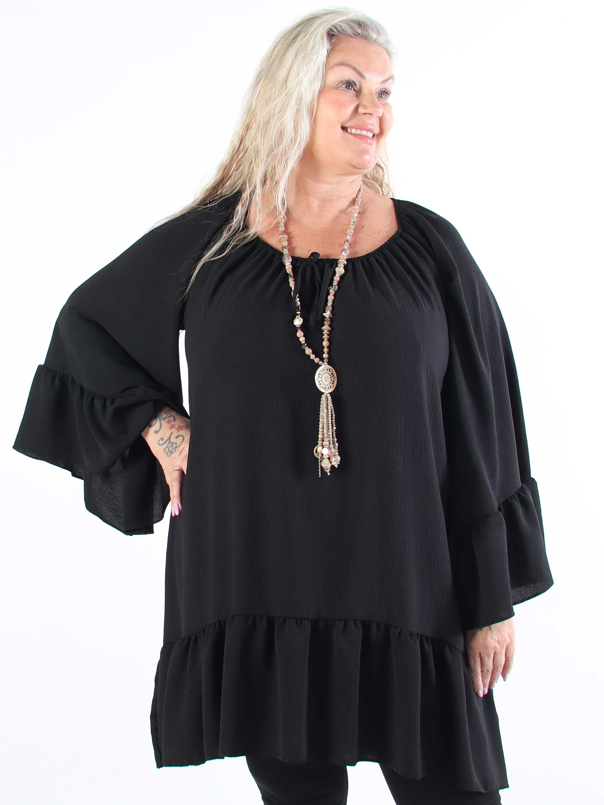 Alicia - Plus size Tunikakjole med elastik udskæring